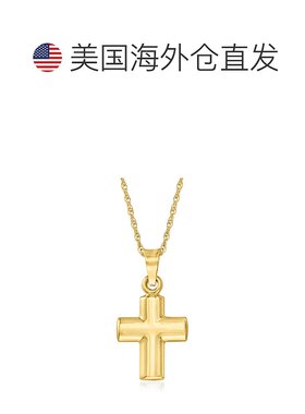 自营 Ross-Simons 14kt 黄金十字架吊坠项链 - 18 英寸 美国奥莱