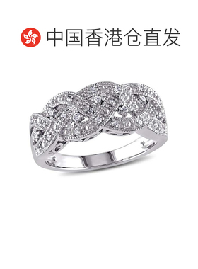 自营mimi & max1/8 CT TW 925 纯银编织钻石戒指 - 白色 美国奥莱