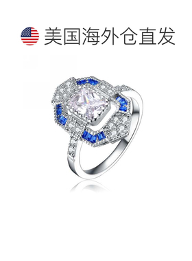 自营 GENEVIVE 纯银蓝宝石立方氧化锆 Coctail 戒指 - 蓝色 美国