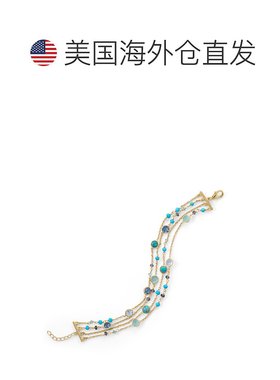 自营 liv oliver18k 金多排绿松石和蓝色托帕石多宝石手链 - 金