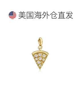 自营Ross-Simons Diamond Pizza Slice Charm in 18kt Gold Over