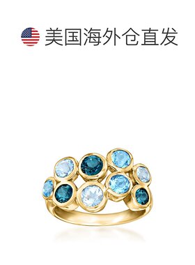 自营 ross-simonsRoss Simons 18K金镀银纯蓝色托帕石泡泡戒指 美