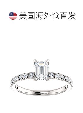 自营pompeii31 1/2 克拉祖母绿切割钻石订婚戒指 14k 白金 - 14k