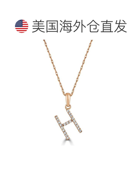 自营sabrina14k 玫瑰金和钻石初始项链 - 玫瑰 h 美国奥莱直发