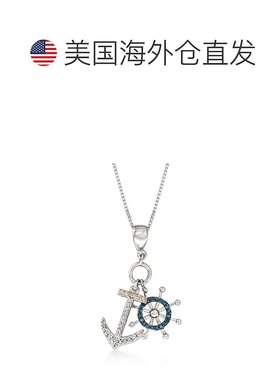 自营 925 纯银 Ross-Simons 多色钻石锚和轮式项链 - 18 英寸 美