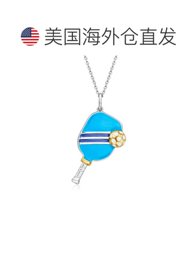自营Ross-Simons Blue and White Enamel Pickleball Pendant Nec