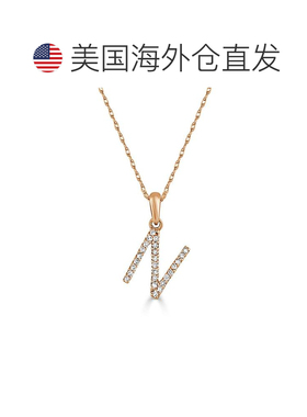 自营sabrina14k 玫瑰金和钻石初始项链 - 玫瑰 n 美国奥莱直发