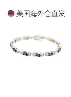 自营Suzy Levian Sterling Silver Emerald-Cut Blue Sapphire An