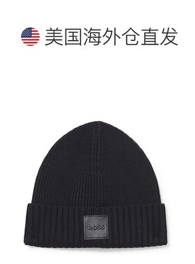 自营 Hugo Boss Men's Flavio Ribbed Beanie, Black - black 美