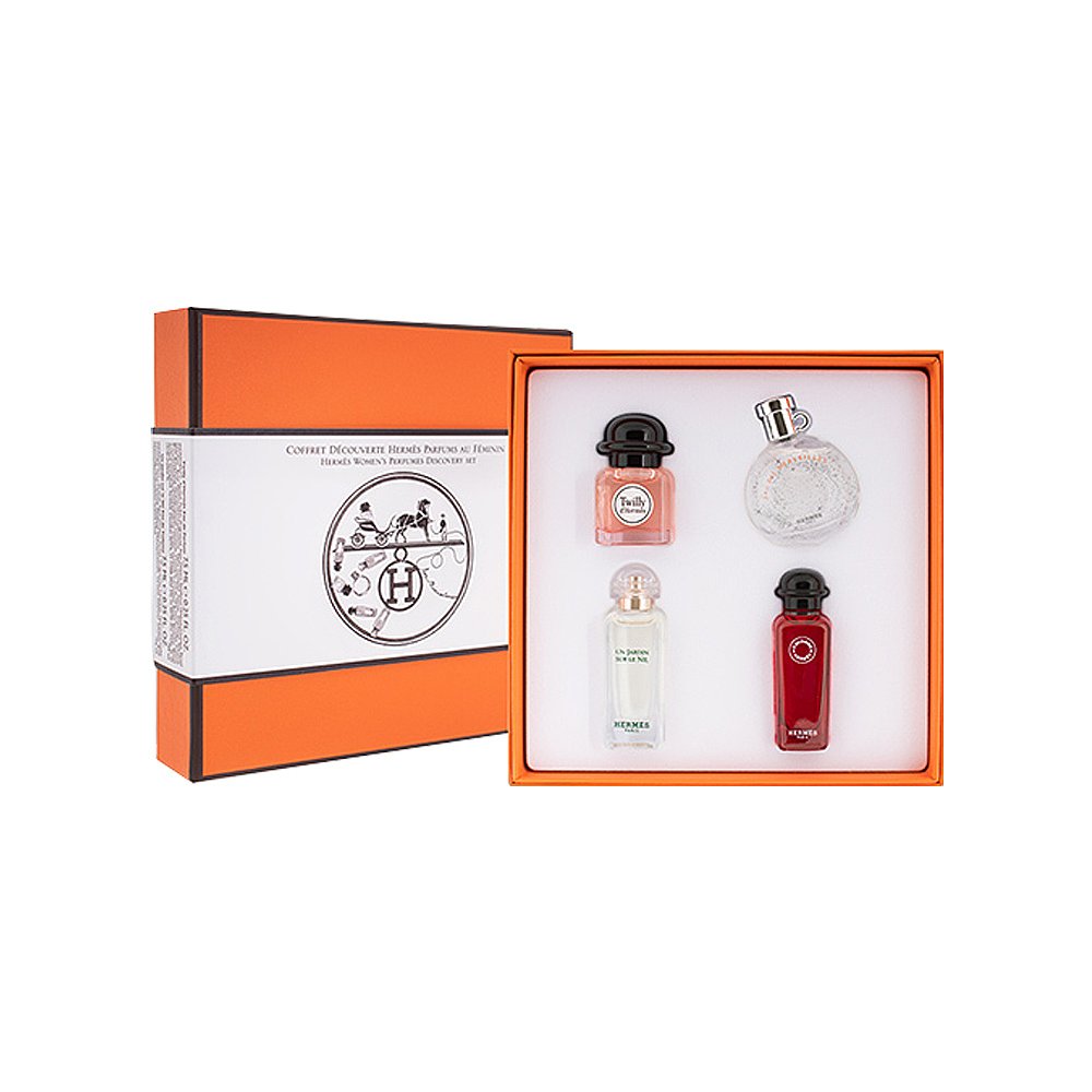 天猫国际探物美国香港直发Hermes爱马仕香水套装尼罗河花园血色大黄橘彩丝带四件套0