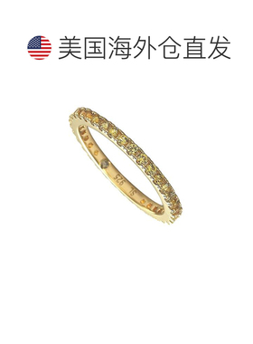 自营Suzy Levian 黄金纯银细黄色蓝宝石永恒戒指 - 黄色 美国奥莱