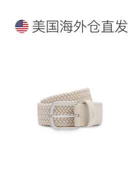 美国直邮自营boss绒面革饰件编织腰带-浅米色 美国奥莱直发