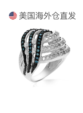 自营vir jewels 1.25 克拉蓝色和白色钻石鸡尾酒戒指 .925 纯银 -
