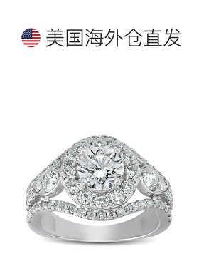自营 pompeii32 ct 光环钻石多排订婚戒指 14k 白金 - 14k 白金
