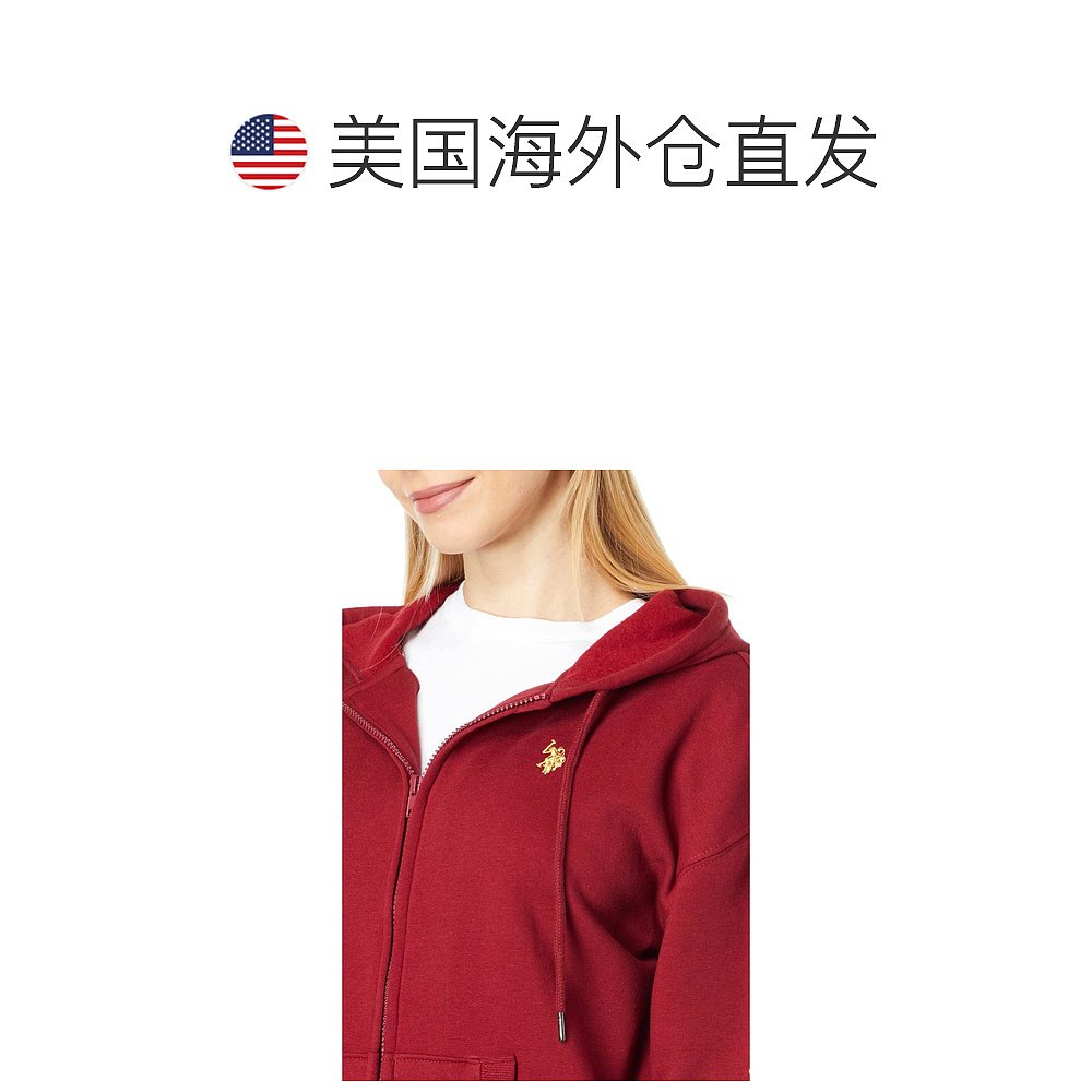 【美国直邮】u.s. polo assn.女士运动衫拉链长袖连帽帽衫-图1