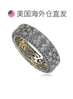 自营Suzy Levian 纯银 5 1/3 克拉 TGW 蓝宝石和钻石口音永恒密钉