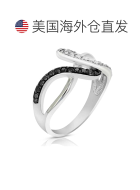 自营 vir jewels0.45 克拉黑白钻石波浪形戒指 .925 纯银铑 - 银