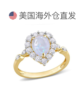自营 mimi & max1 1/2 CT TGW 梨形蛋白石和 10K 金白色蓝宝石和