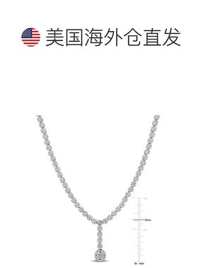 美国直邮Julianna B女士项链白色方晶锆石925纯银精致9 5/8 克拉