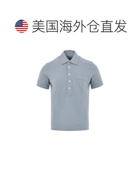 自营Tom Ford Cotton Polo Men's Shirt - blue 美国奥莱直发