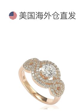 自营 Suzy Levian Rose 纯银圆形切割白色立方氧化锆订婚戒指 -