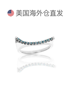 自营vir jewels 1/12 cttw 蓝色钻石结婚戒指 10K 白金圆形新娘戒