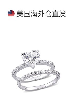 自营 mimi & max3 CT TGW 心形切割创造的白色蓝宝石订婚戒指和相