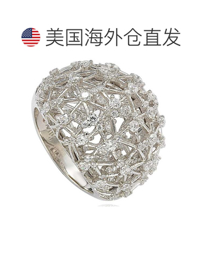 自营 Suzy Levian 密钉方晶锆石纯银戒指 - 白色 美国奥莱直发