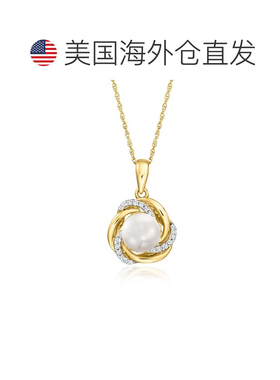 自营Ross-Simons 7mm Cultured Pearl Love Knot Pendant Necklac