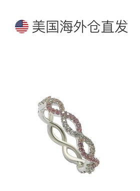 自营 Suzy Levian 纯银粉红色蓝宝石和钻石口音交叉乐队 - 粉红色