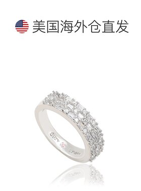 自营 Suzy Levian 纯银白色方晶锆石戒指 - 白色 美国奥莱直发