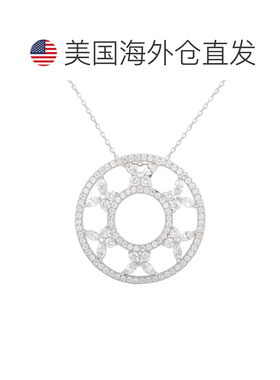 自营Suzy Levian 纯银圆形蝴蝶方晶锆石项链 - 白色 美国奥莱直发