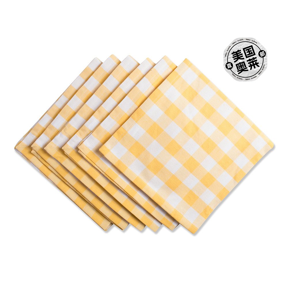 DII Checkers Tabletop Napkin (Set of 6) - yellow 【美国奥莱 - 图0