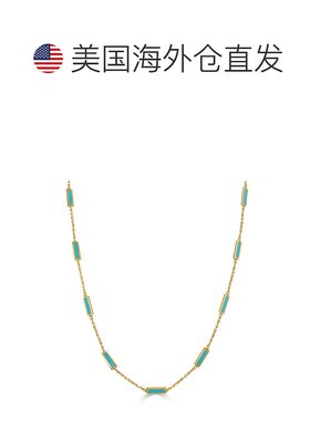 自营 sabrina14K 金站条形绿松石项链可调节 16-18 英寸 - 黄金