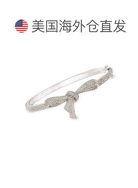自营Ross-Simons 925 银钻石蝴蝶结手链 - 8 英寸 美国奥莱直发