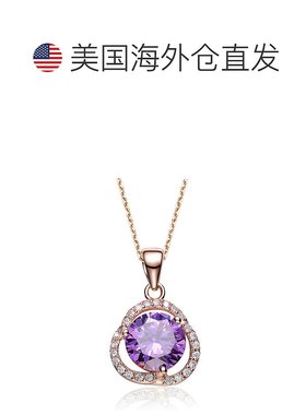 自营 geneviveGv 纯银圆形紫色立方氧化锆单石项链 - 紫色 美国奥