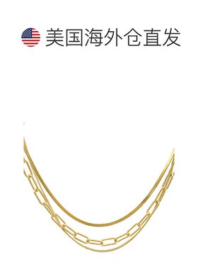 自营 Adornia 回形针、蛇链和马衔索项链 金色 美国奥莱直发