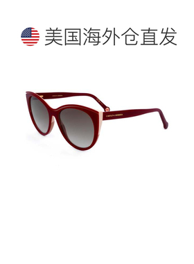 自营Carolina Herrera女式56毫米勃艮第米色太阳镜-勃艮第米色 美