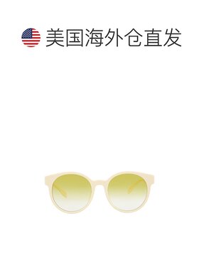 自营alexander mcqueen圆形框醋酸酯太阳镜-白色-白色-黄色 【美