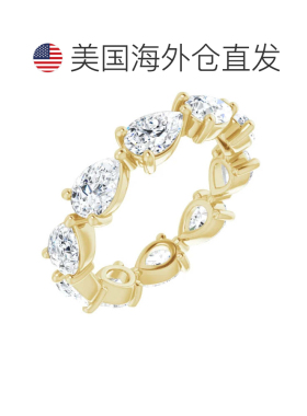 自营pompeii35CT 梨形钻石永恒戒指水平结婚戒指 14k 黄金实验室