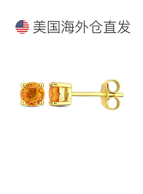美国直邮自营Mimi & Max 7/8 克拉 TGW 橙色蓝宝石耳钉 10k 金 -