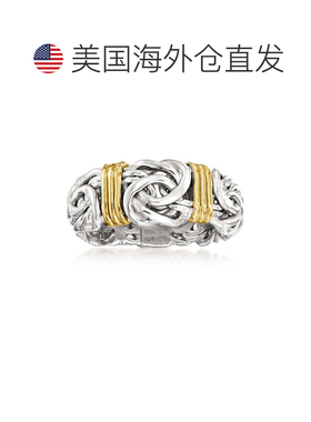 自营Ross-Simons 纯银拜占庭式戒指配 14 克拉黄金台 - 白色 美国
