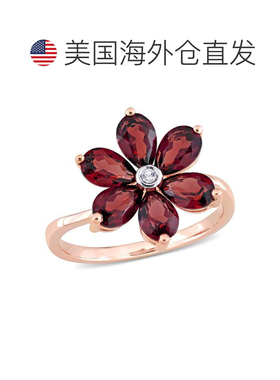 自营mimi & max10k 玫瑰金 3 克拉 TGW 石榴石和钻石点缀花卉戒指