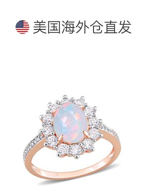 自营 mimi & max2 1/6 CT TGW 椭圆形蓝色埃塞俄比亚蛋白石和白色