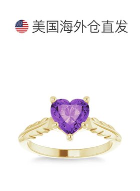 自营 pompeii37 毫米 14k 白金或黄金紫水晶单石心形叶状点缀戒指