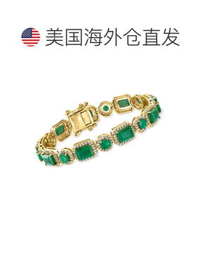 自营Ross-Simons Emerald Bracelet With White Zircons in 18kt