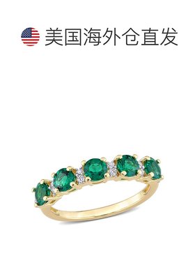 自营 Mimi & Max 女式 1 2/5 克拉 TGW 人造祖母绿和人造白色蓝宝