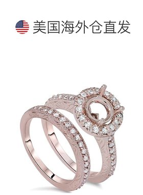 自营 pompeii31 克拉复古订婚结婚戒指半镶嵌 14K 玫瑰金 - 14k
