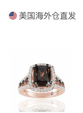 自营 Suzy Levian Rose 纯银棕色巧克力和白色立方氧化锆订婚戒指