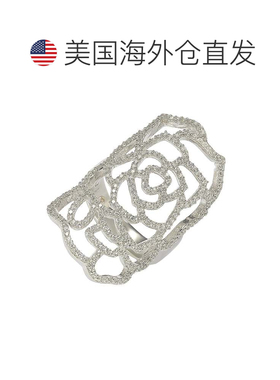 自营 Suzy Levian 纯银白色立方氧化锆指节花朵戒指 - 白色 美国